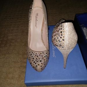 Fabulicious Nude Glitter Mesh Fabric Shoes